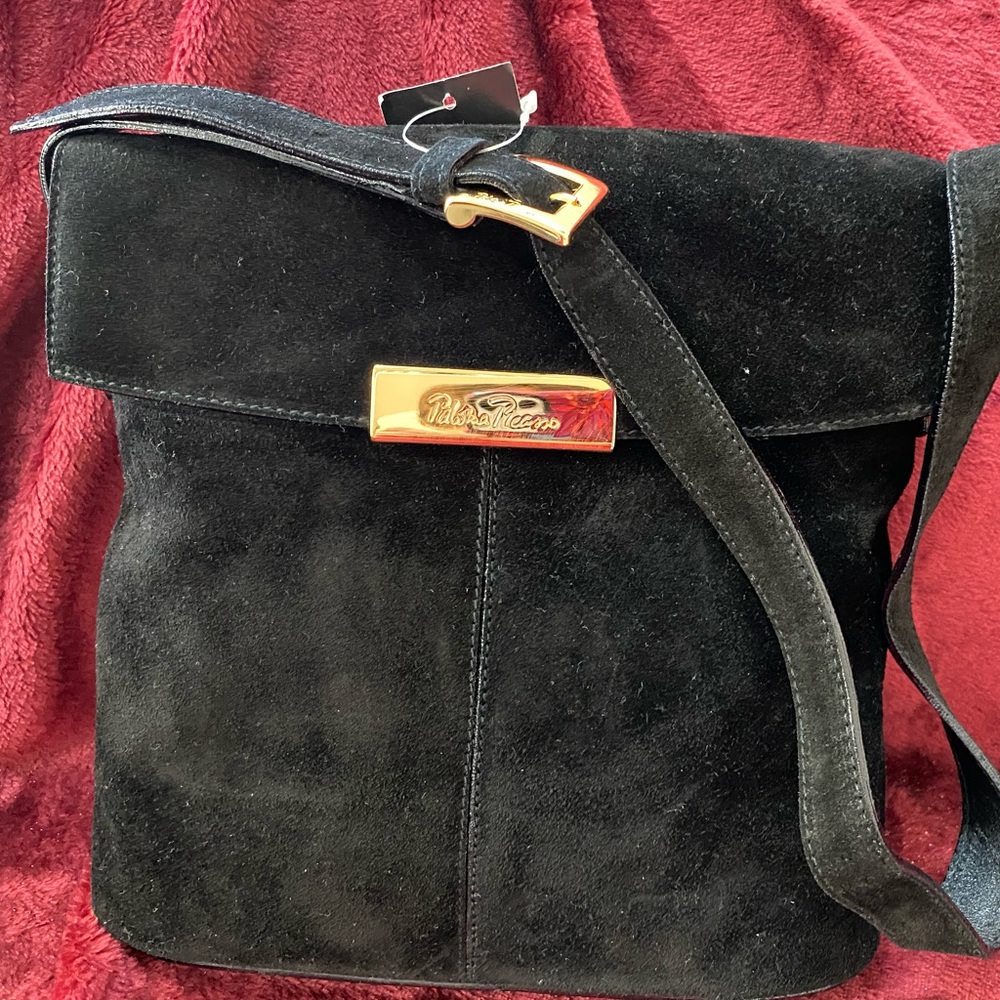 Paloma Picasso Black Suede Shoulderbag
